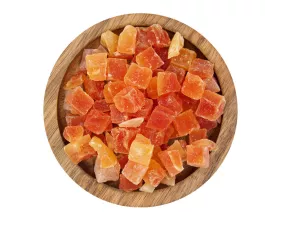 Papaye Déshydratée en Cubes, Seau 5kg - Grossiste Fruits Séchés 