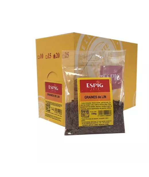 Importateur Grossiste Epices GRAINES DE LIN - 20x100g Fournisseur Epices en GROS