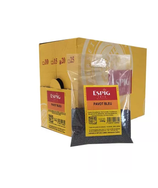 Grossiste Epice PAVOT BLEU - 20x100g Importateur Grossiste Epice en GROS