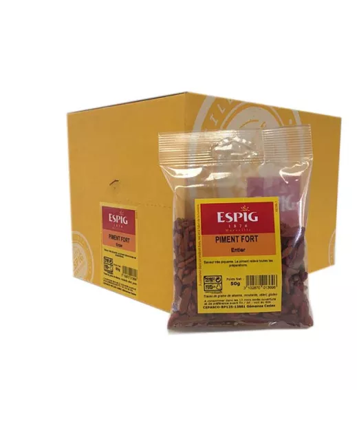 Grossiste Epices ESPIG PIMENT FORT CAYENNE ENTIER - 20x50g Importateur Grossiste Epices ESPIG en GROS