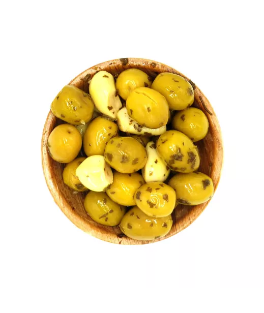 Gebrochene Oliven grüne Petersilie-Knoblauch 