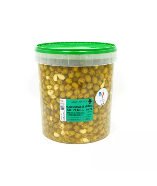 Olives Cassées Vertes Ail Persil 