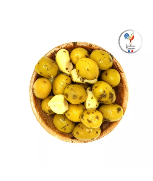 Olives Cassées Vertes Ail Persil 