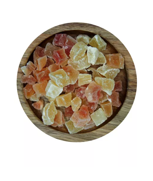 Grossiste Fruits Secs SEAU MEYVA - MIX ANANAS / PAPAYE CUBES 5KG Importateur Grossiste Fruits Secs en GROS