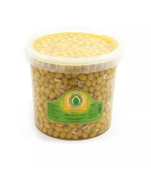 OLIVES SAFAA - PICHOLINES CASSÉES À L AIL 8KG