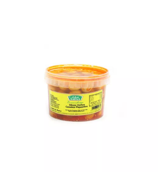 SAFAA petit POT barquette - OLIVES VERTES CASSEES PIQUANTES