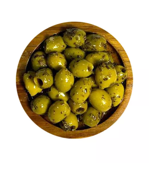 OLIVES AZUR - OLIVES VERTES DENOYAUTEES AIL BASILIC - 2KG