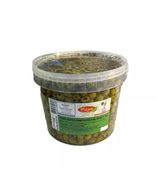 OLIVES AZUR - OLIVES VERTES DENOYAUTEES AIL BASILIC - 2KG