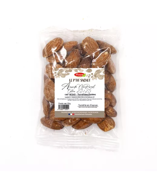 Das Ptit-Sachet - Mandel nicht, bestrahlt extra - geröstetes Guérande-Salz - 20x50g