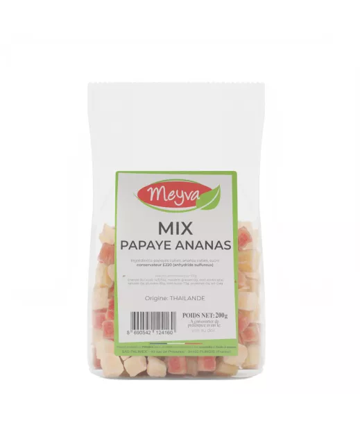 Meyva - Mix Ananas / Papaye Cube déshydraté et sucré - 12x200g