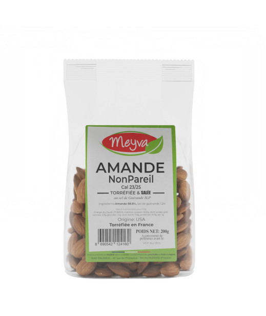 Meyva - Amande Nonpareil Extra 23/25 Torréfiée/Sel de Guérande -12X200G