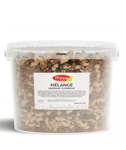 Importateur Grossiste Fruits Secs SEAU MEYVA - MELANGE MENDIANT SUPERIEUR 5KG Fournisseur Fruits Secs en GROS
