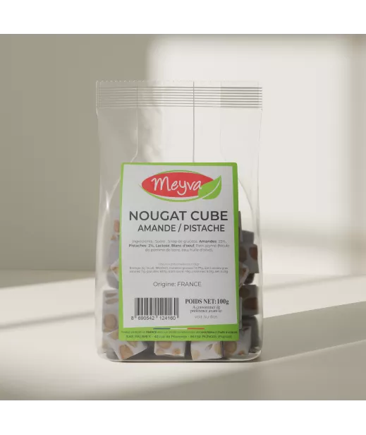 Meyva Pav - Nougat Cube Almond / Pistachio Origin France - 12x100g