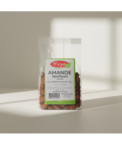 Meyva - Amande Nonpareil Extra 23/25 - Torréfiée Sans Sel - 12x200g
