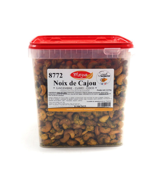 SNACK APERITIF - Noix de cajou Gingembre Curry Coco - 2.5KG