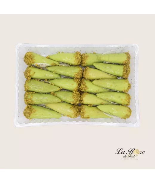 Pâtisserie Rose de Tunis - CORNET ALGEROIS PISTACHE 20Pcs - Prix par plate