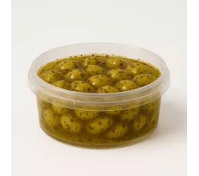 POT ROND - OLIVES CASSEES VERTES AIL BASILIC PISTOU 14X190G
