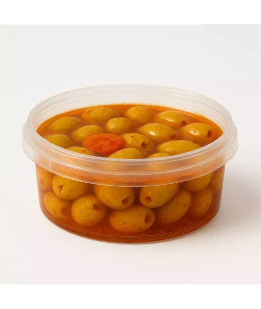 POT ROND - OLIVES VERTES CASSEES PIMENTEES 14X190G