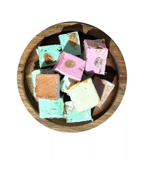 Nougat tendre assorti aux couleurs variées & amandes torréfiées – Seau 5 kg