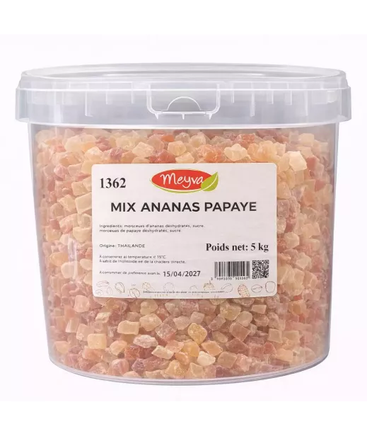 Wholesaler Dried Fruits Walle Meyva - Mix Pineapple / Papaya Cubes 5kg Importer Wholesaler Dry Fruits Wholesale
