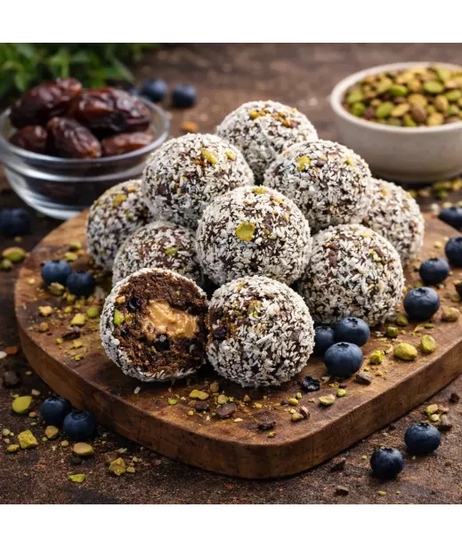 SUPER Smart Energy Ball - Datte, beurre de cacahuète pistache et myrtille - grossiste