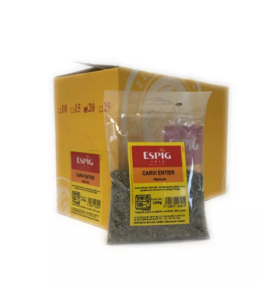 Grossiste Epices CARVI BLOND ENTIER KEROUIA - 20x100g Importateur Grossiste Epices en GROS