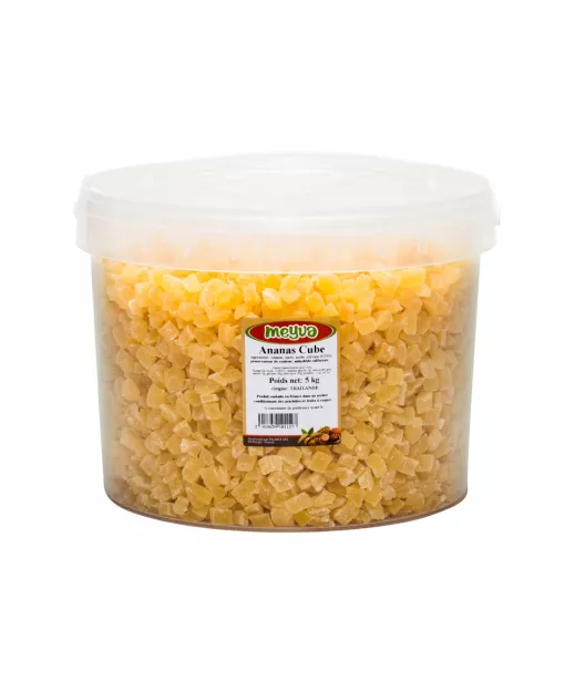 Importateur Grossiste Fruits Secs SEAU MEYVA - ANANAS DESHYDRATE CUBE 5KG Fournisseur Fruits Secs en GROS