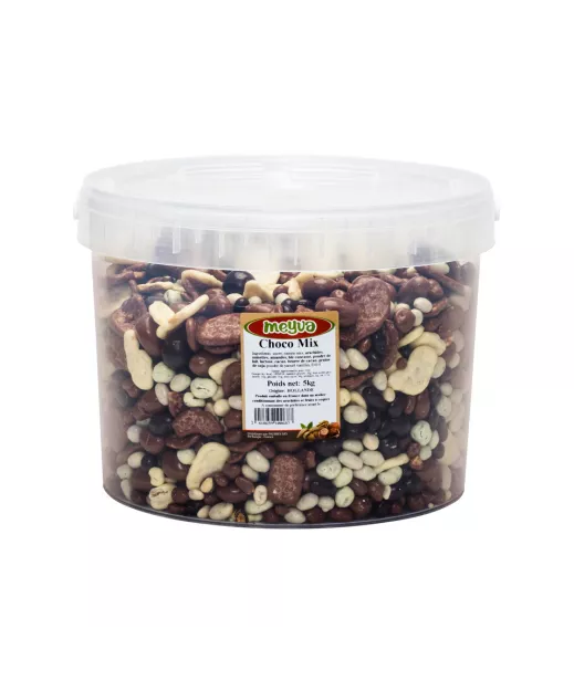 Choco Mix aux Fruits Secs 5kg - Grossiste Fruits Secs en Seau - noisette, raisin, amande
