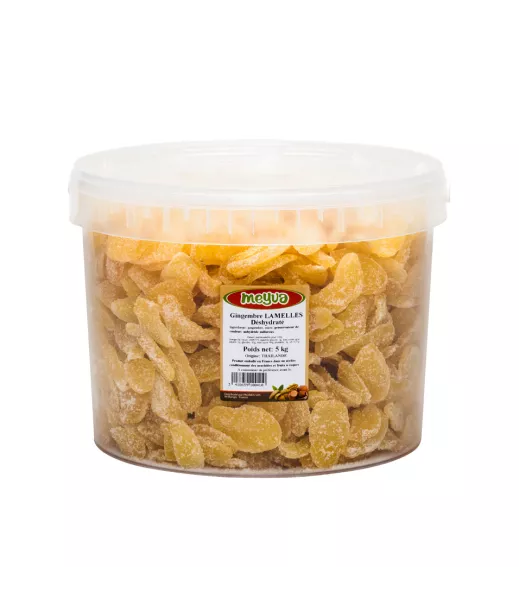 Importateur Grossiste Fruits Secs SEAU MEYVA - GINGEMBRE DESHYDRATE LAMELLE 5KG Fournisseur Fruits Secs en GROS