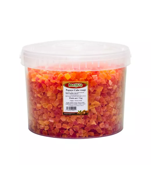 Papaye Déshydratée en Cubes, Seau 5kg - Grossiste Fruits Séchés 