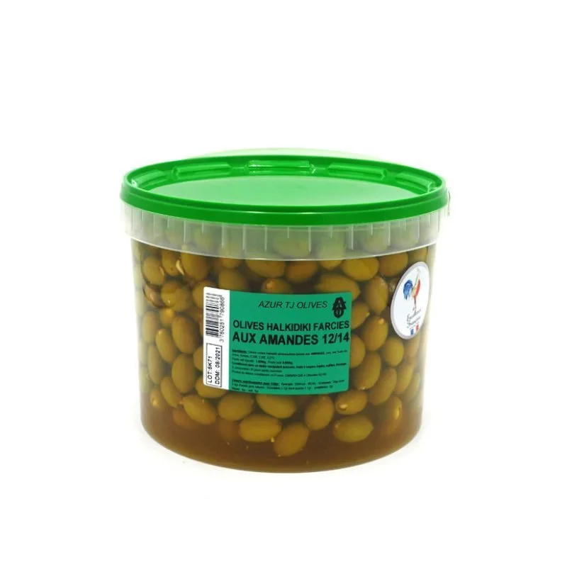 Olives Azure - Green Halkidiki Greece Stuffed Almonds 12/14 - 5kg