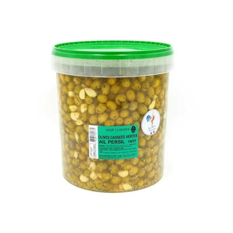 Olives MEYVA - CASSEES VERTES AIL PERSIL - 10KG - 2