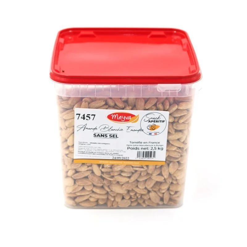 SNACK APERITIF - BLANCHIERTE MANDELN 23/25 - GERÖSTET OHNE SALZ - 2.5KG
