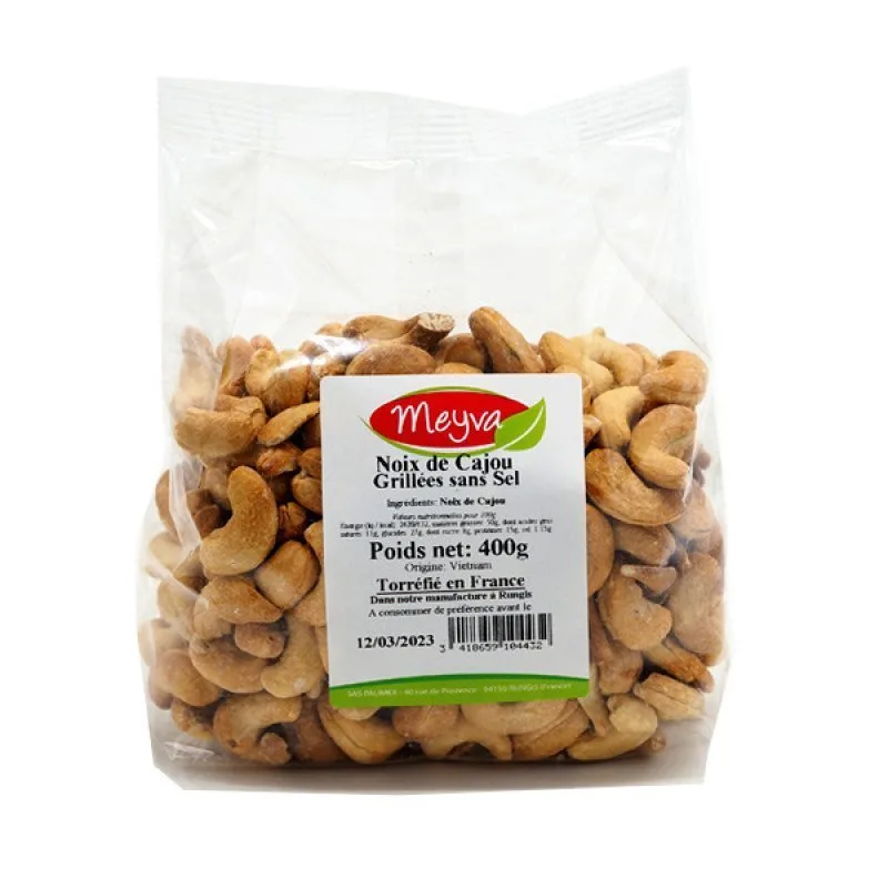 MEYVA - Noix de Cajou Grillée SANS SEL en FRANCE - W240 - 18X400G - 2