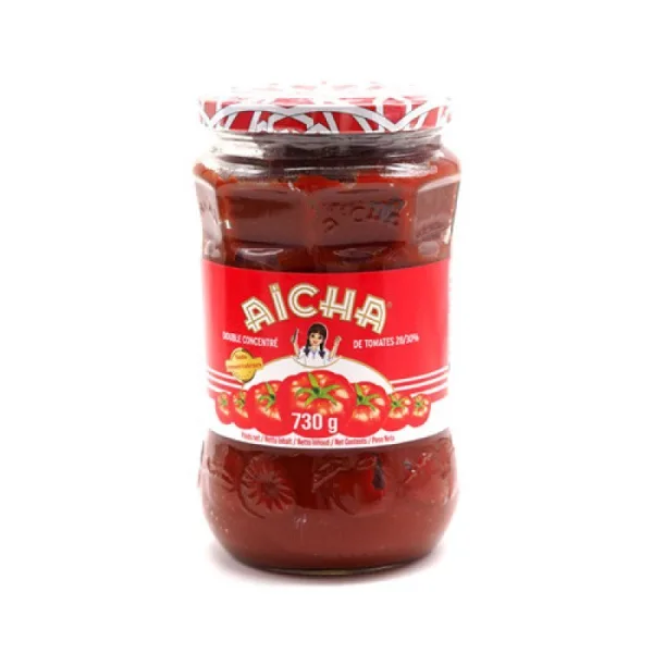 DOUBLE CONCENTRE TOMATE - AICHA DU MAROC - GRAND BOCAL VERRE 730G -  6X72CL