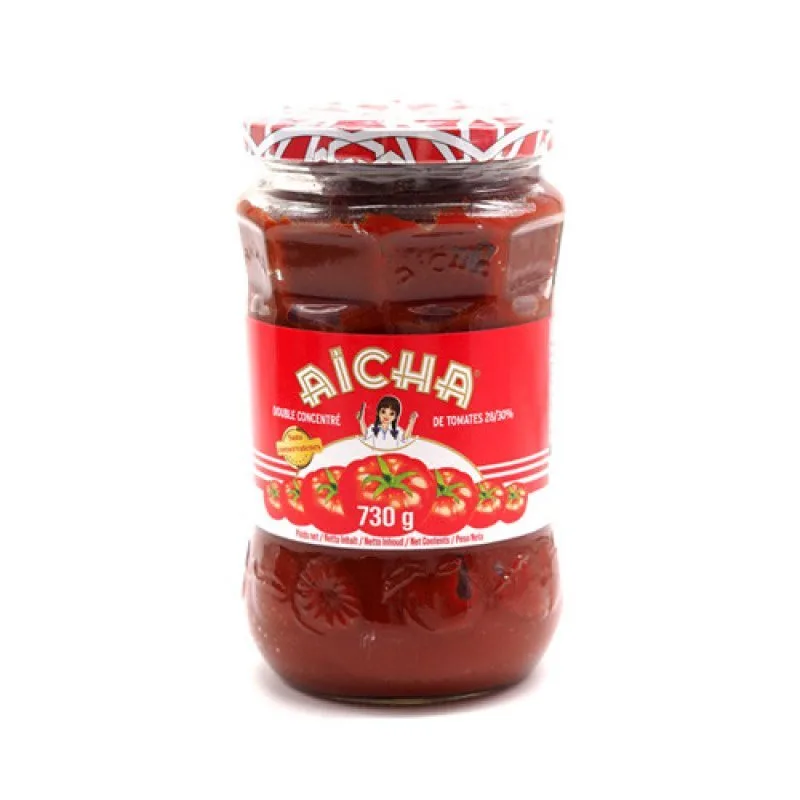 DOUBLE CONCENTRE TOMATE - AICHA DU MAROC - GRAND BOCAL VERRE 730G -  6X72CL