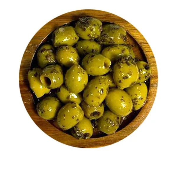 Olives MEYVA - OLIVES VERTES DENOYAUTEES AIL BASILIC - 2KG