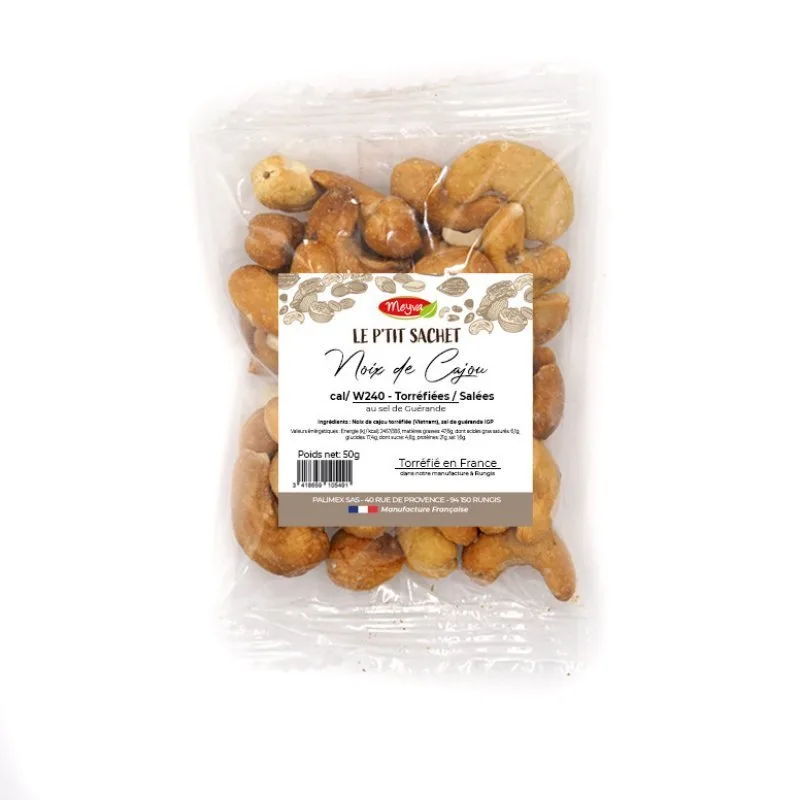 LE PTIT SACHET - Noix de Cajou W240 - Torréfié Sel de Guérande - 20X50G