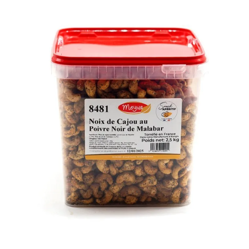 Aperitif Snack - Malabar Schwarzpfeffer Cashewkerne - 2.5KG