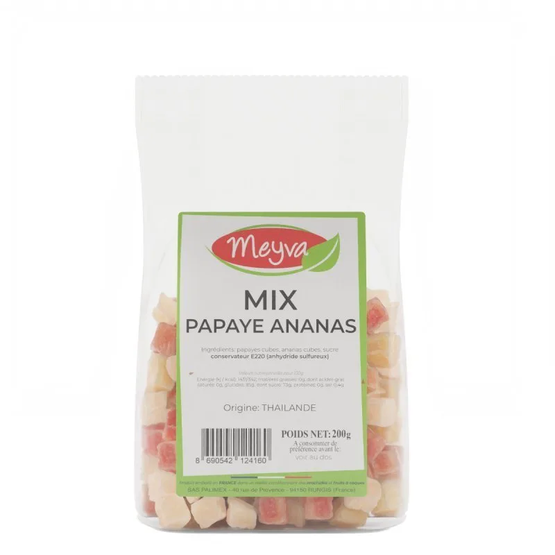Meyva - Mix Ananas / Papaye Cube déshydraté et sucré - 12x200g - 2