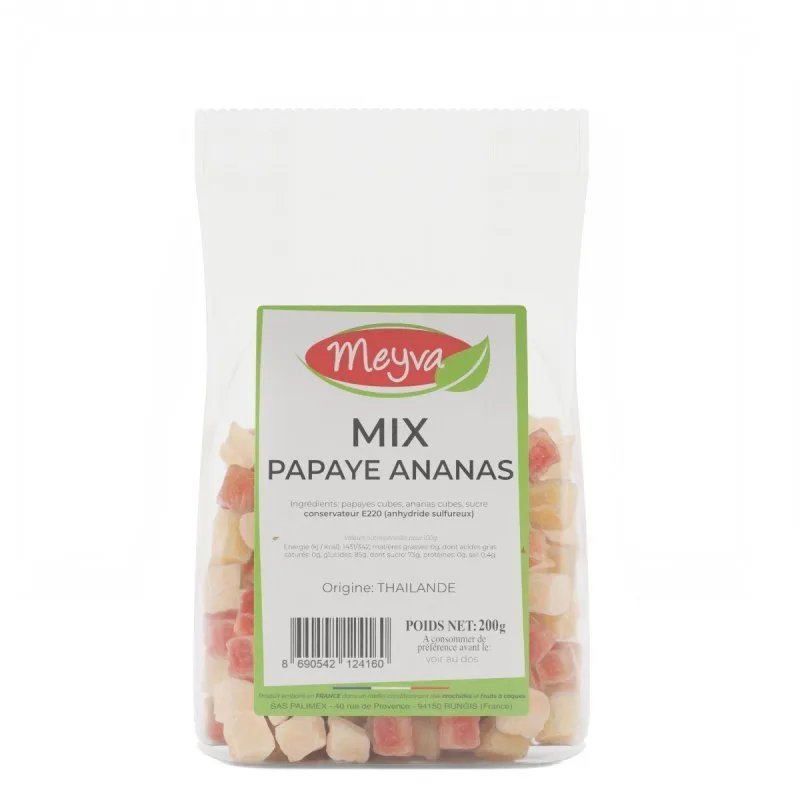 Meyva - Mix Pineapple / Decehydrated and Sweet Cube Papaya - 12x200g - 2