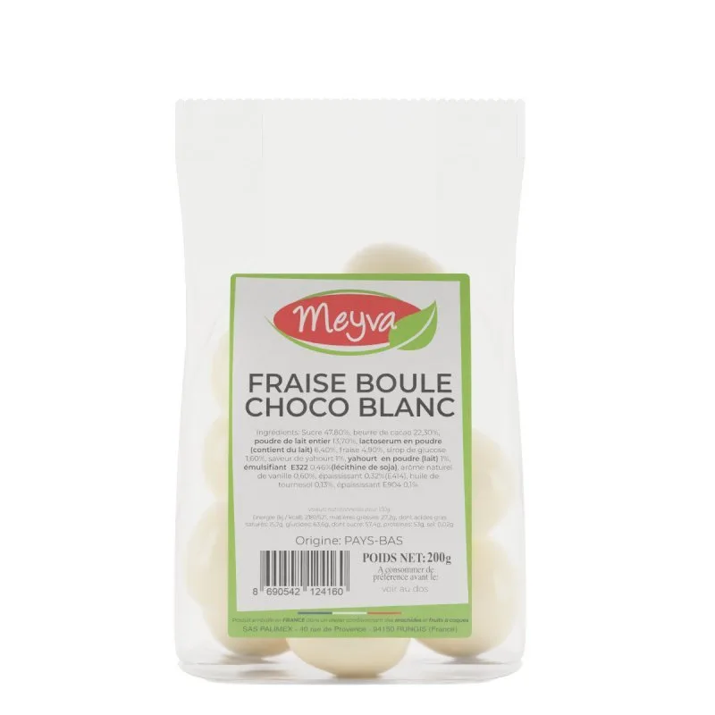 Meyva PAV - Fraise Boule Choco Blanc - 12x200g - 2