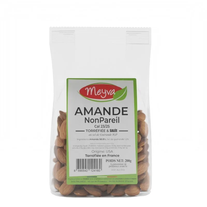 Meyva - Amande Nonpareil Extra 23/25 Torréfiée/Sel de Guérande -12X200G