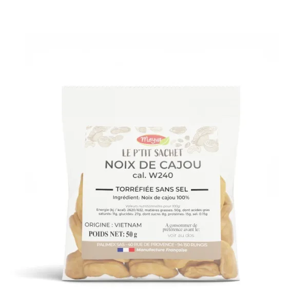 Noix de Cajou W240 - Torréfiée SANS SEL - 20X50G - Le p'tit sachet