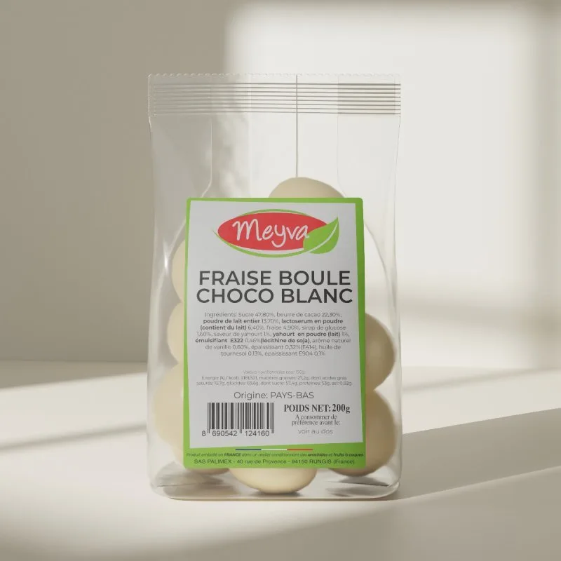 Meyva PAV - Fraise Boule Choco Blanc - 12x200g - 3