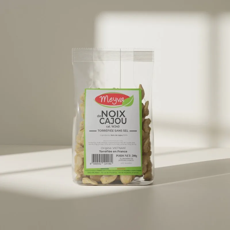 Meyva - Noix De Cajou Torréfiée Sans Sel - Cal W240 - 12x200g - 3