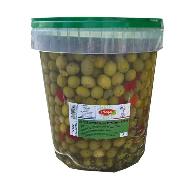 Grüne Oliven - ÄGYPTEN - Kaliber 10/12 - MIT PAPRIKA - 10KG