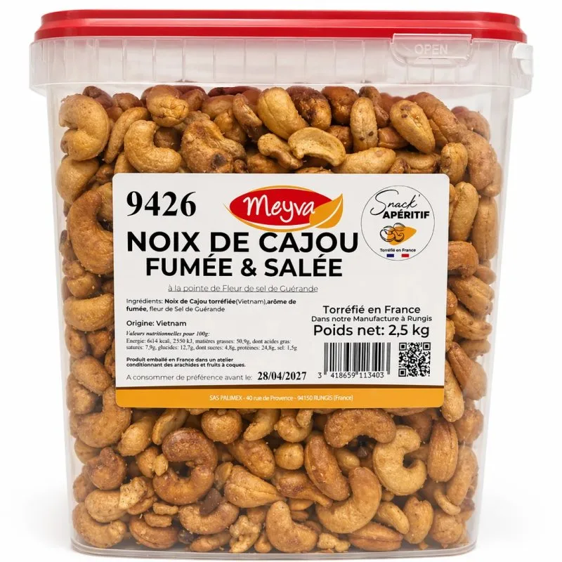 APERITIF-SNACK - CASHEWKERNE GERÄUCHERT & geröstet mit Guérande-Salz - 2,5KG