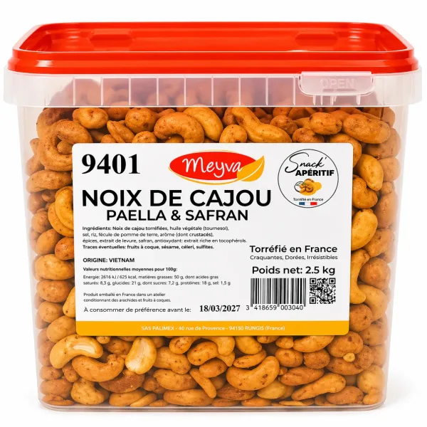 SNACK APERITIF - NOIX DE CAJOU PAELLA & SAFRAN - 2,5KG