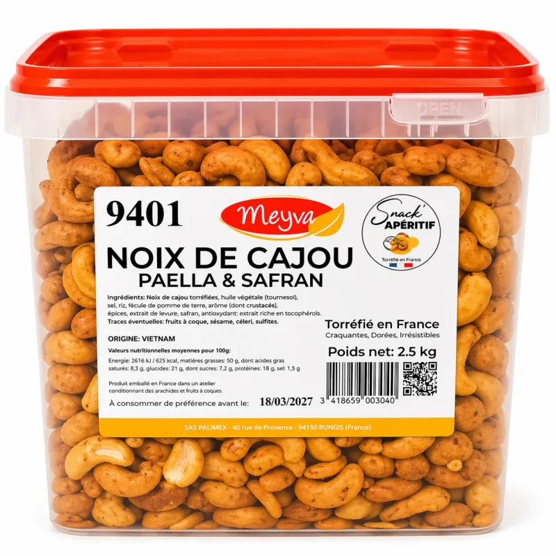 SNACK APERITIF - NOIX DE CAJOU PAELLA & SAFRAN - 2,5KG